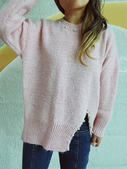 Slit Pearled Sweater