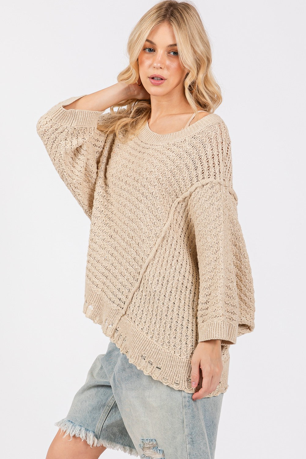 SAGE Distressed Stitch Sweater