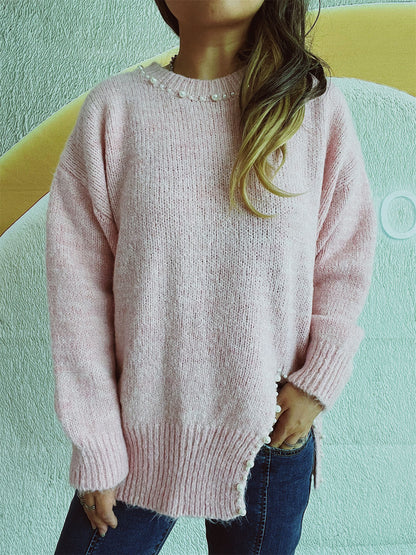 Slit Pearled Sweater