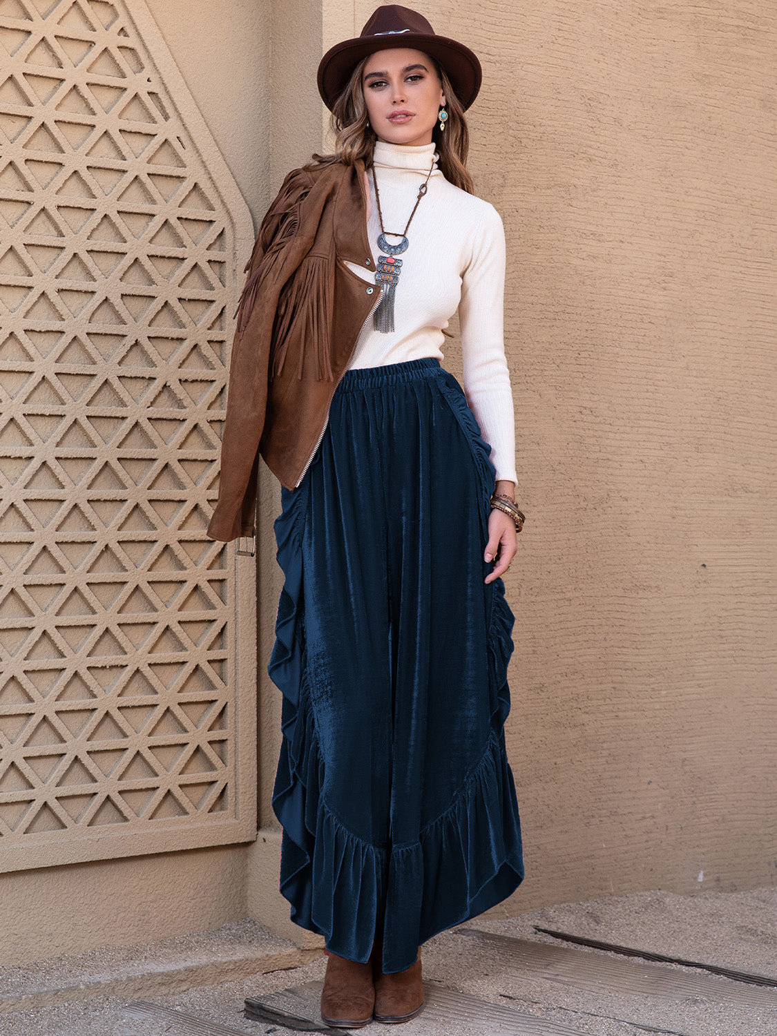 Polly's Ruffled Wide Leg Pants