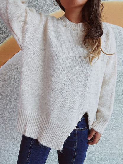 Slit Pearled Sweater