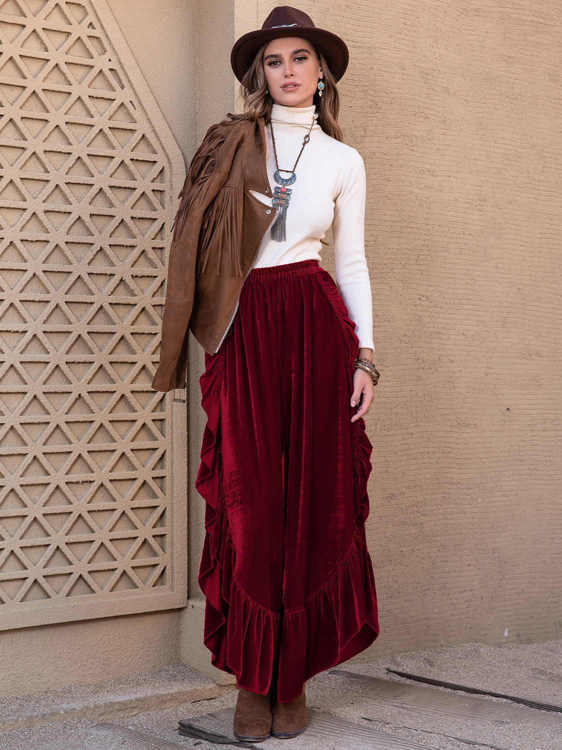 Polly's Ruffled Wide Leg Pants