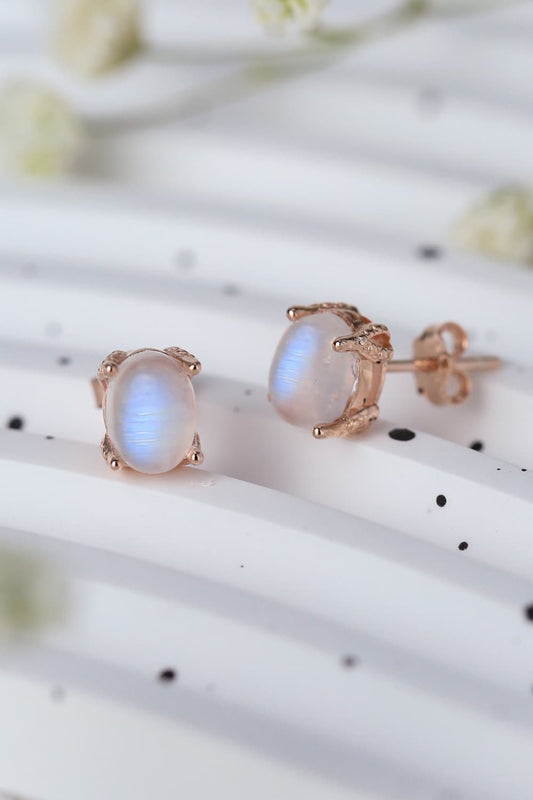 High Quality Natural Moonstone Stud Earrings