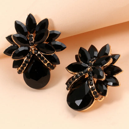 Flowered Glass Stone Earrings