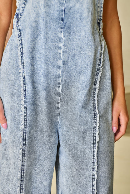 Beau Blue Wide Leg Denim Overall