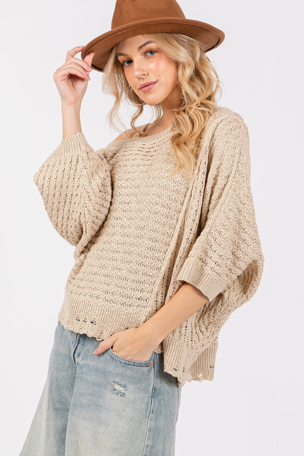 SAGE Distressed Stitch Sweater