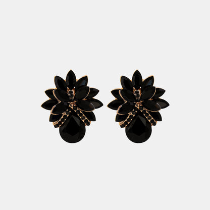 Flowered Glass Stone Earrings