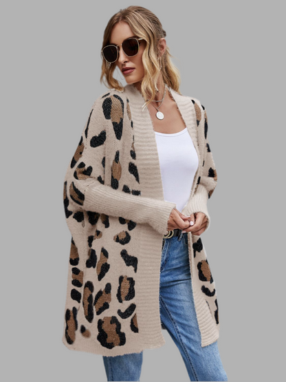 Angel Wings Leopard Pattern Fuzzy Cardigan