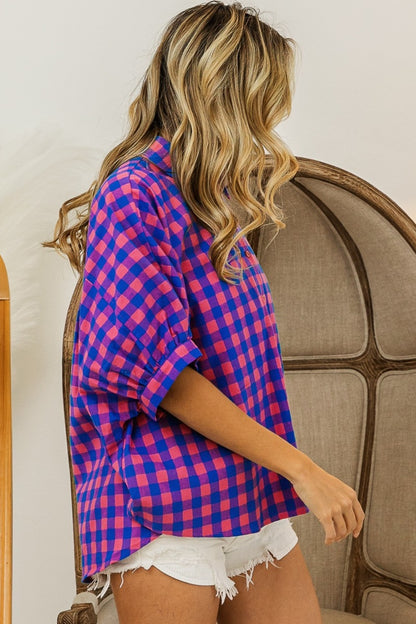 Dolman Plaid Sleeve Shirt