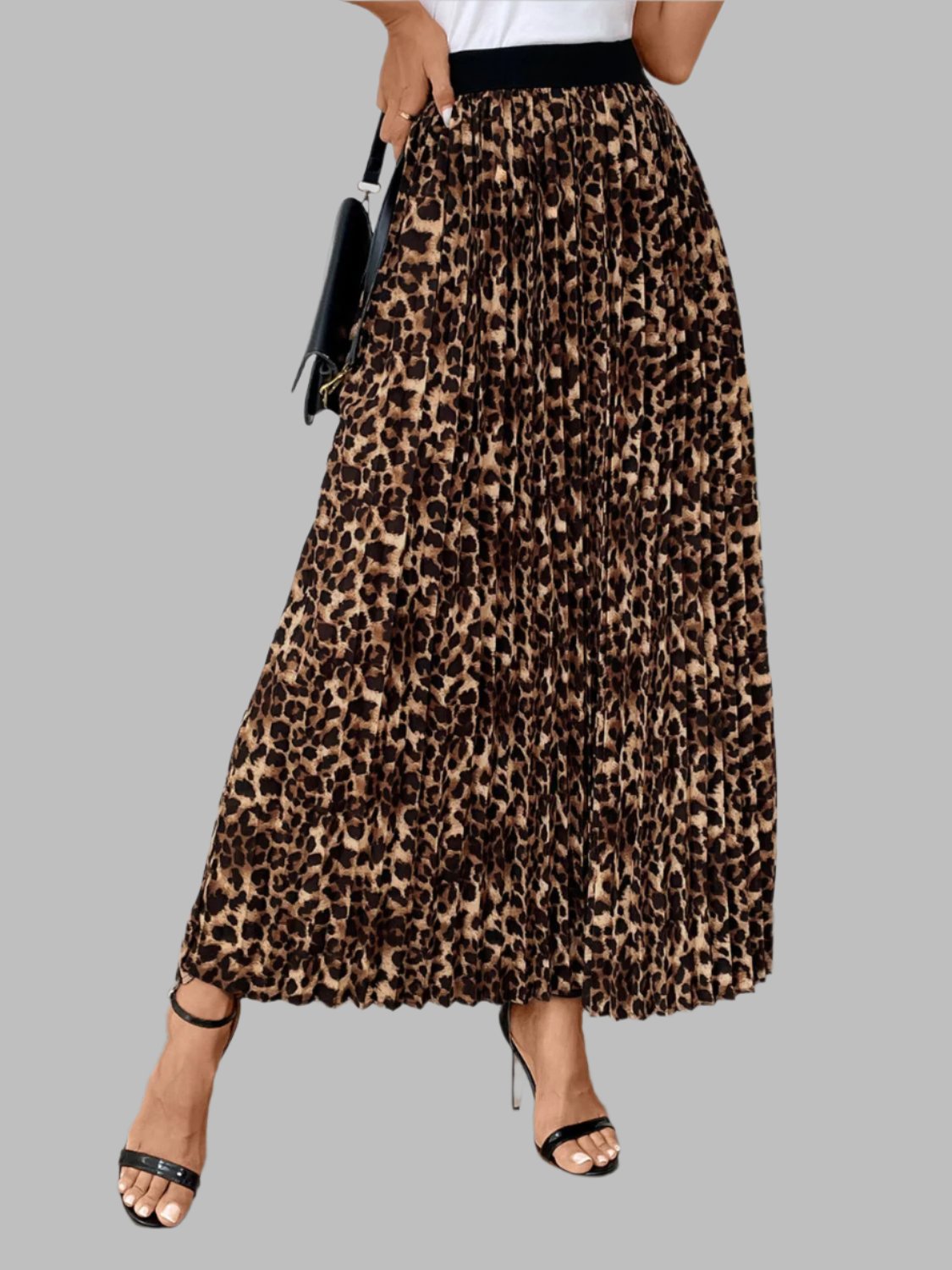 Pleated Leopard Skirt