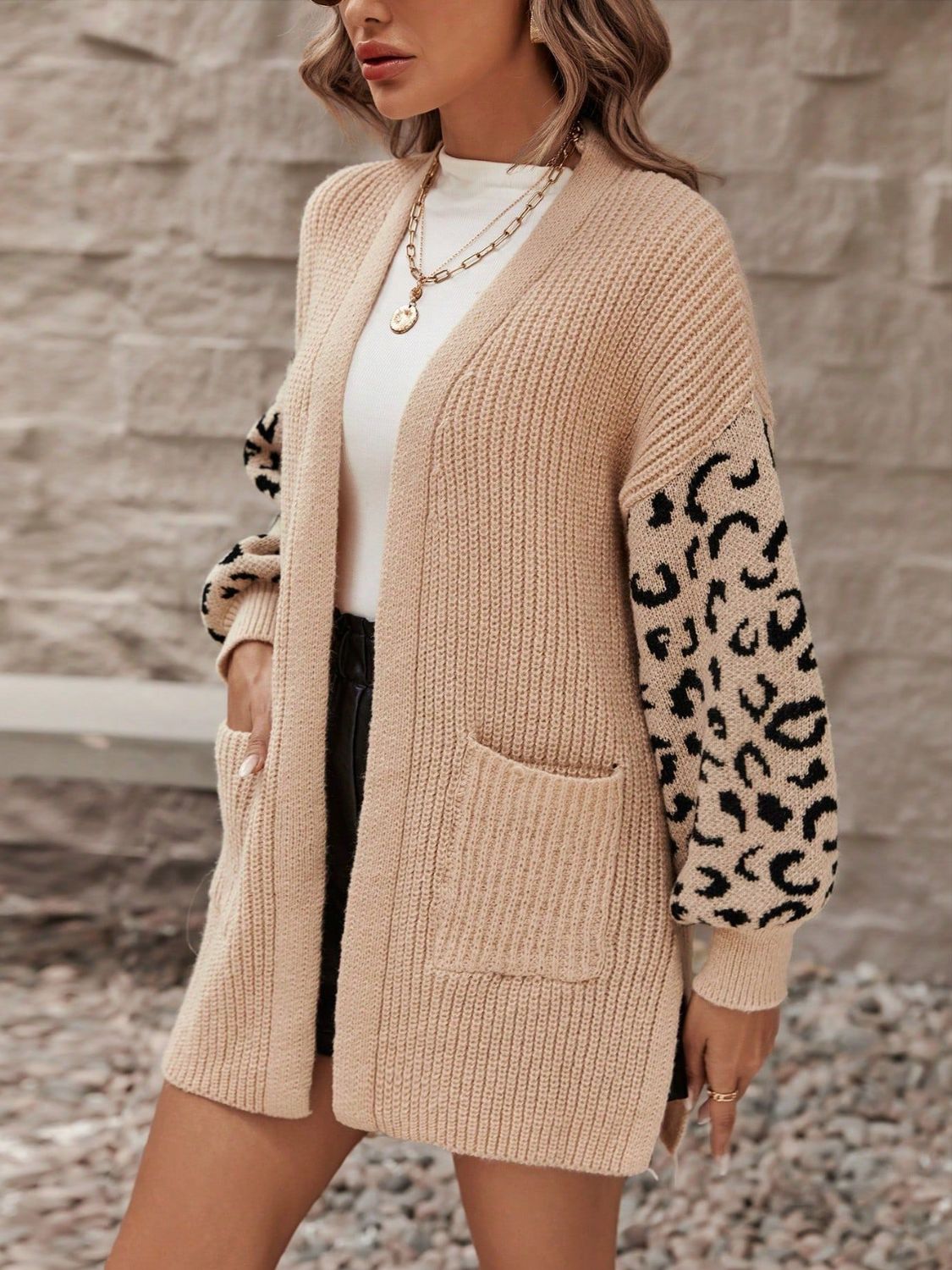 Pocketed Leopard Cardigan