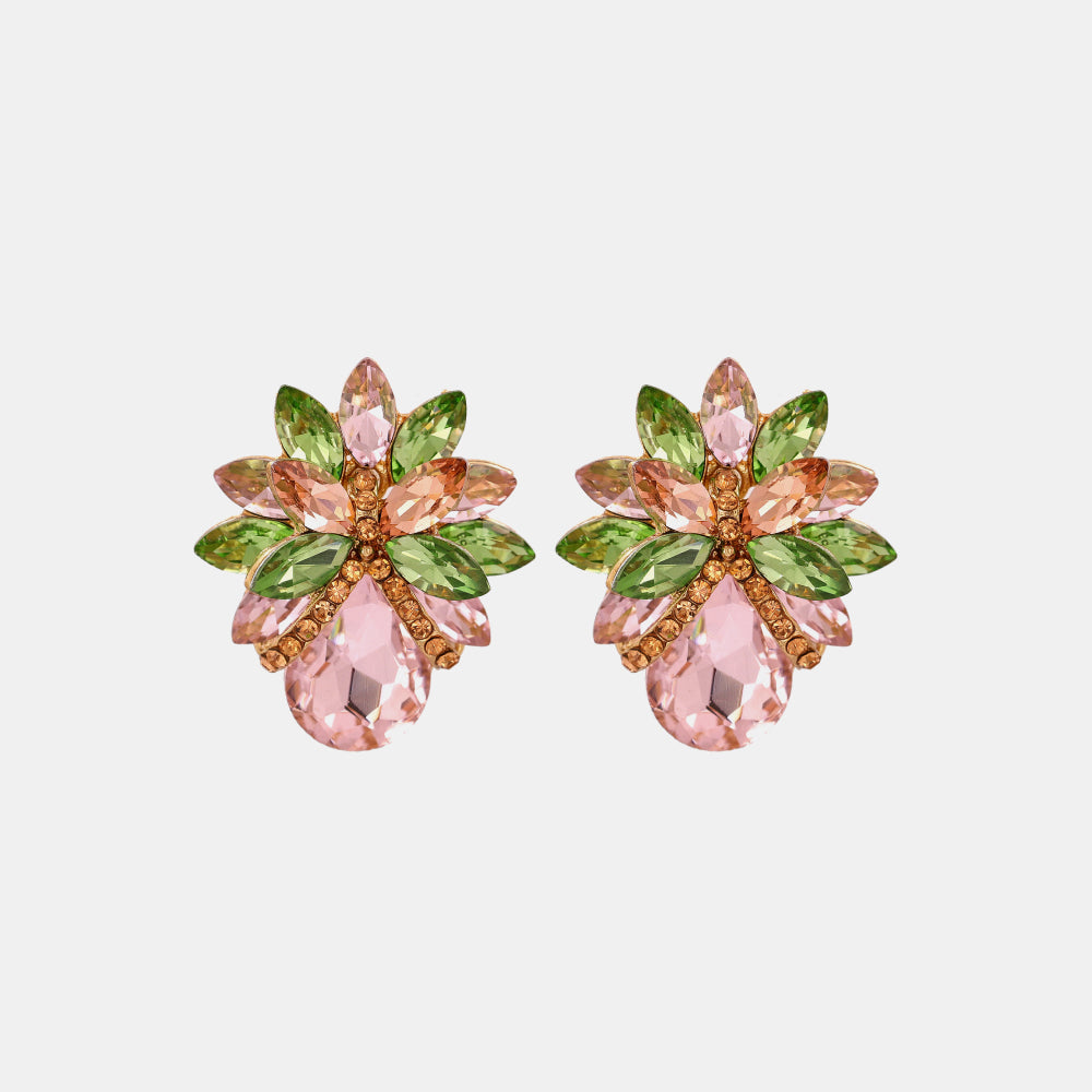 Flowered Glass Stone Earrings