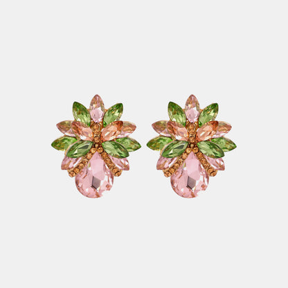 Flowered Glass Stone Earrings