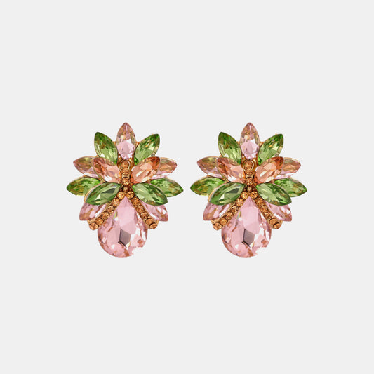 Flowered Glass Stone Earrings