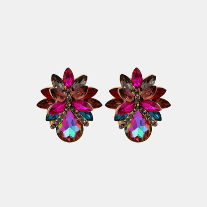 Flowered Glass Stone Earrings