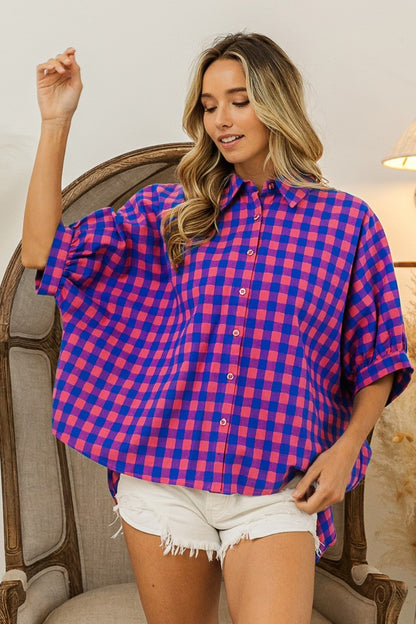 Dolman Plaid Sleeve Shirt