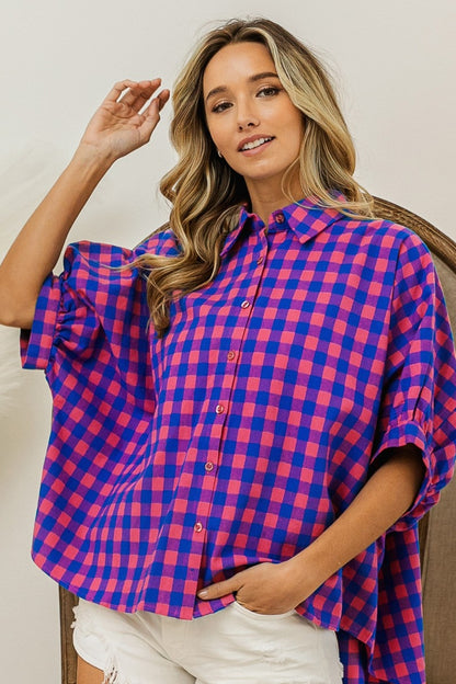 Dolman Plaid Sleeve Shirt