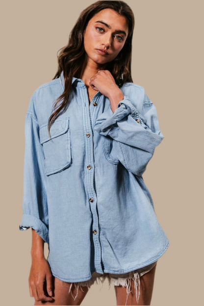 Blues Chest Pocket Blouse