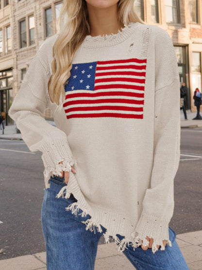 Distressed US Flag Sweater