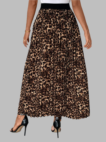 Pleated Leopard Skirt