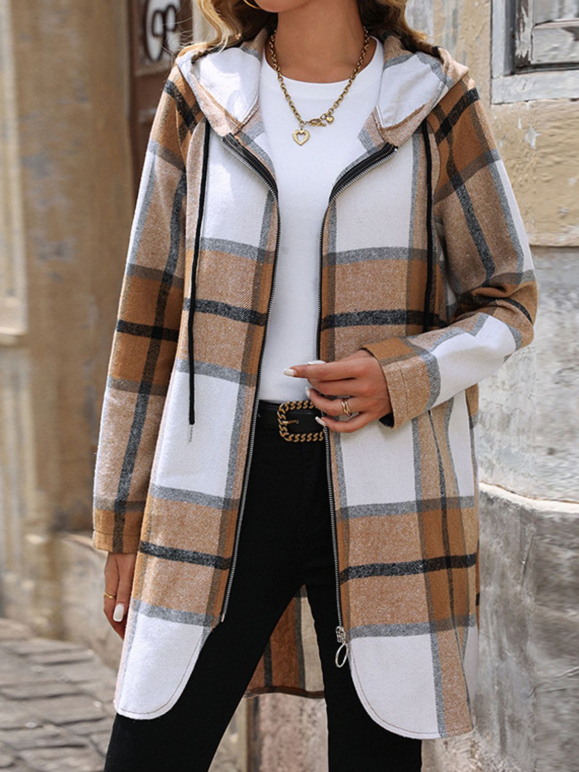 Camel Hooded Coat