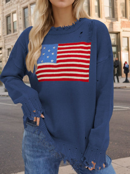 Distressed US Flag Sweater