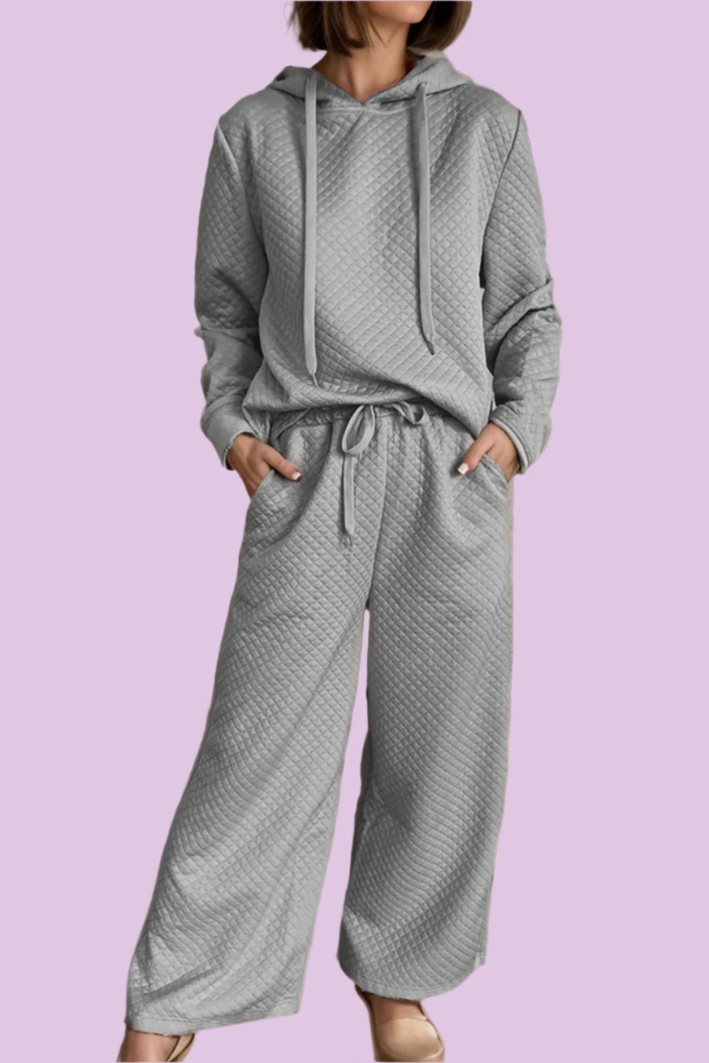 Textured Gray Pants Set