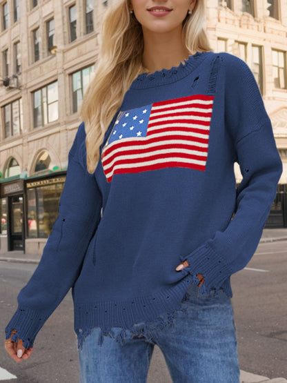 Distressed US Flag Sweater