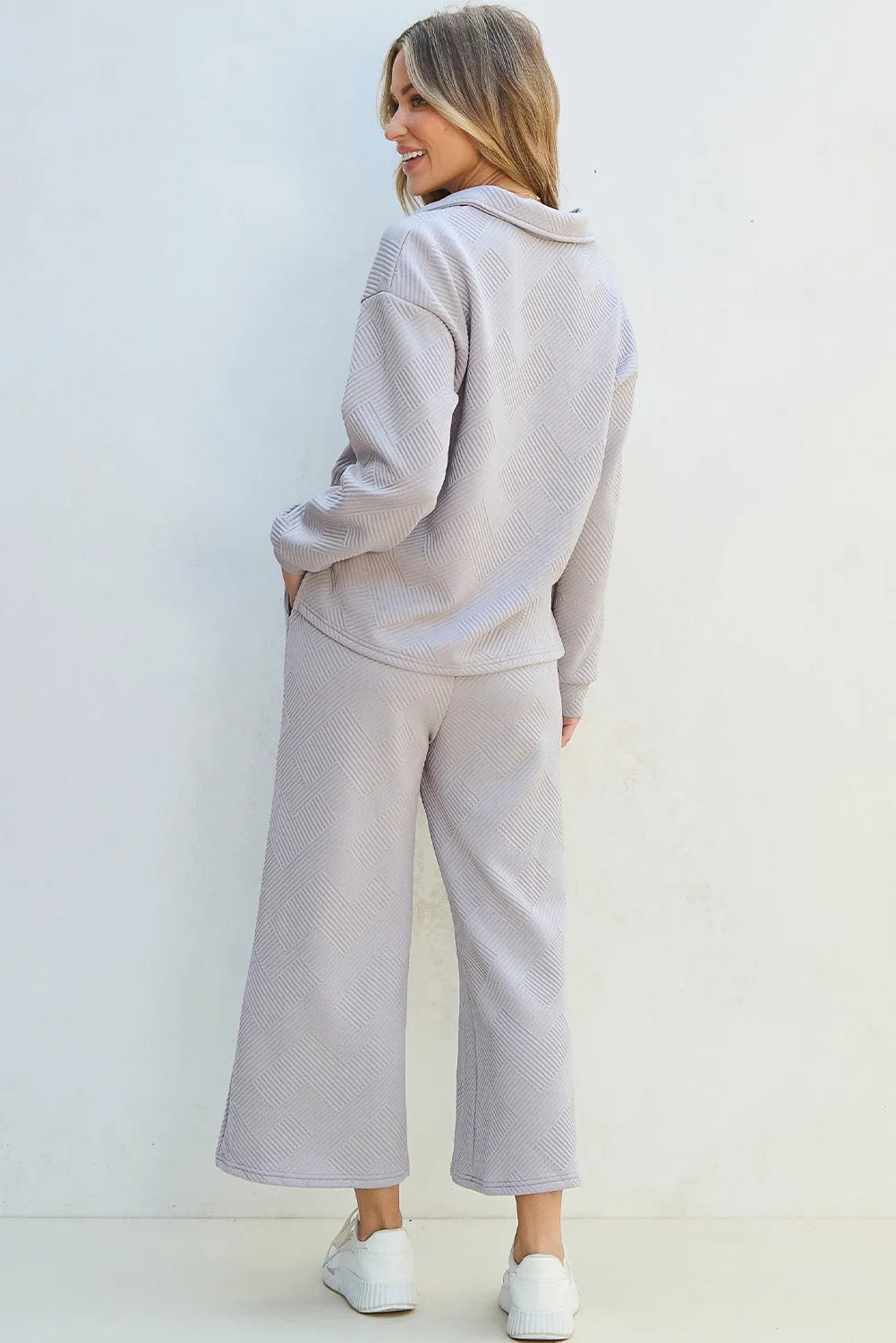 Textured Drawstring Pants Set