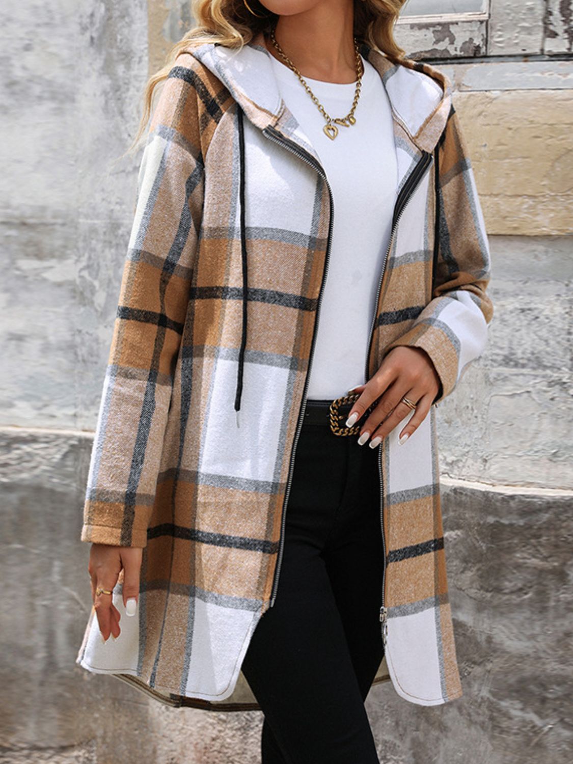 Camel Hooded Coat