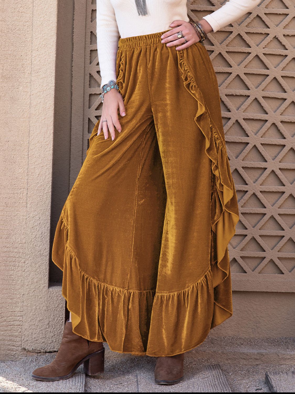 Polly's Ruffled Wide Leg Pants